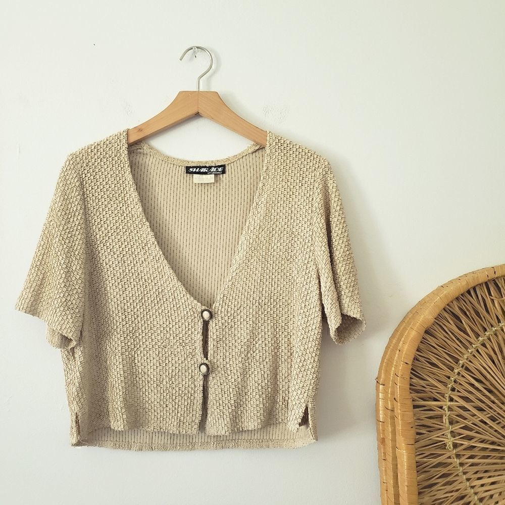 Vintage Cropped Cardigan Cream 12p
